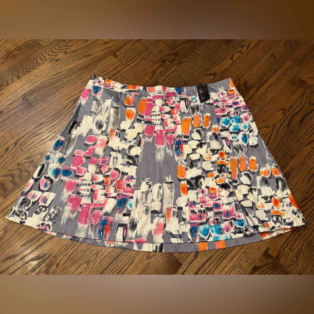 Lane Bryant Abstract Print A-Line Skirt Gray Pink Women’s 28 NWT
